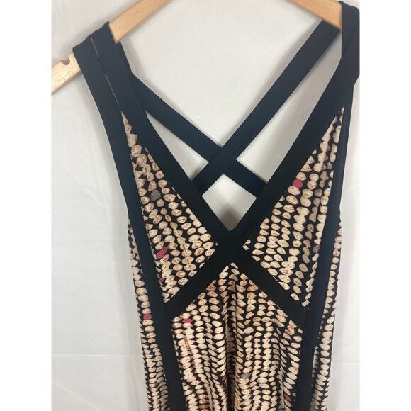 BCBGMAXAZRIA Black Printed Criss-Cross Back Hi-Low Midi Dress XS - Picture 4 of 7